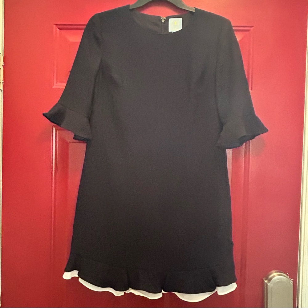 Cece Shift Dress Women Navy Blue White Harbor Nautical Ruffle Size 0P 🆕